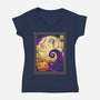 Halloween Postage-Womens-V-Neck-Tee-sachpica