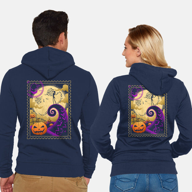 Halloween Postage-Unisex-Zip-Up-Sweatshirt-sachpica