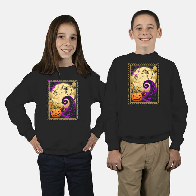Halloween Postage-Youth-Crew Neck-Sweatshirt-sachpica