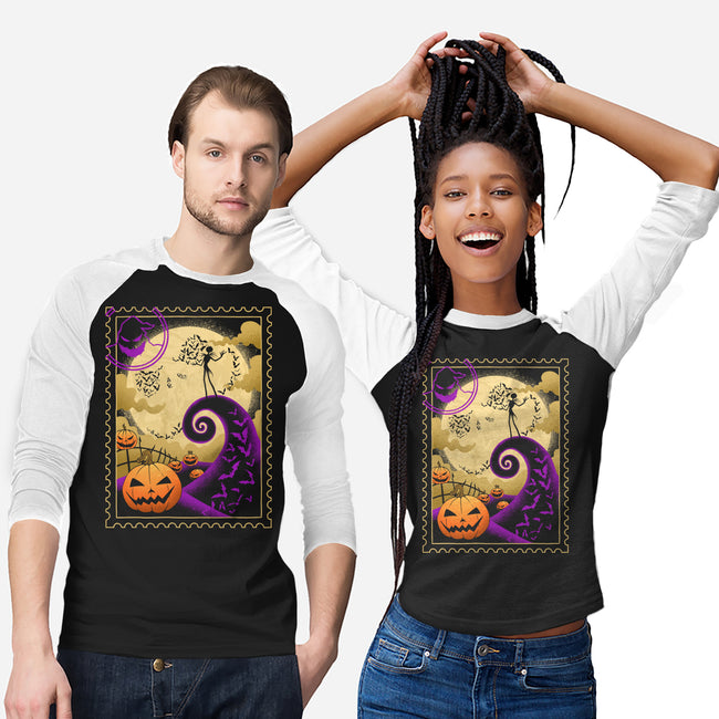 Halloween Postage-Unisex-Baseball-Tee-sachpica