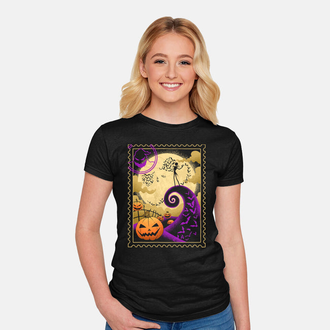 Halloween Postage-Womens-Fitted-Tee-sachpica