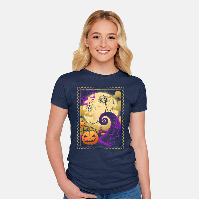 Halloween Postage-Womens-Fitted-Tee-sachpica