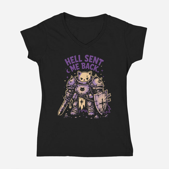 Hell Sent Me Back-Womens-V-Neck-Tee-Diego Gurgell