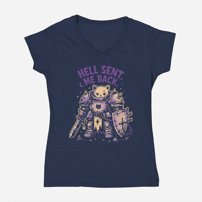 Hell Sent Me Back-Womens-V-Neck-Tee-Diego Gurgell