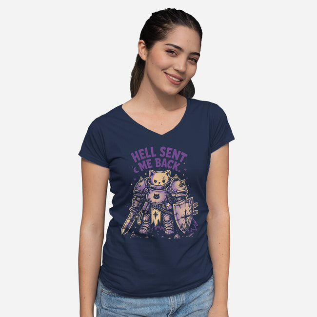 Hell Sent Me Back-Womens-V-Neck-Tee-Diego Gurgell
