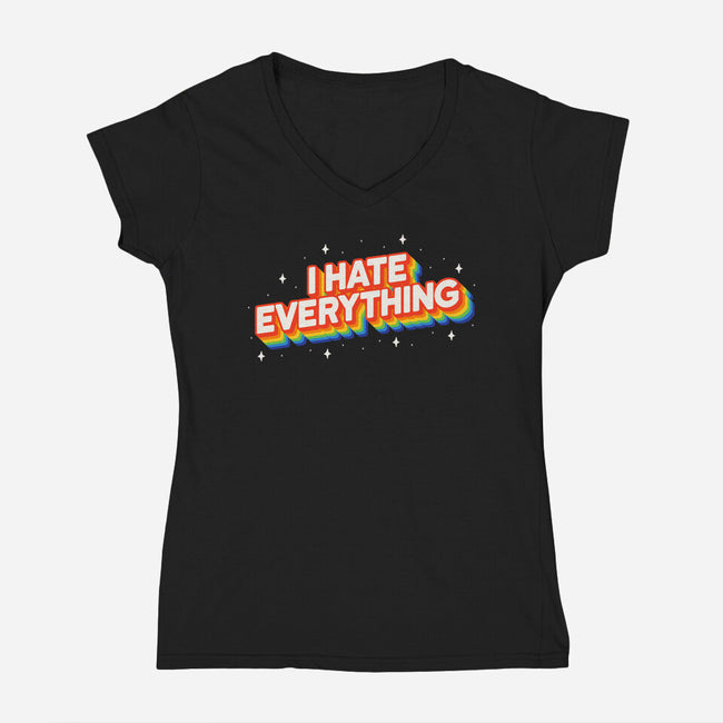 I Hate Everything Rainbow-Womens-V-Neck-Tee-Melonseta