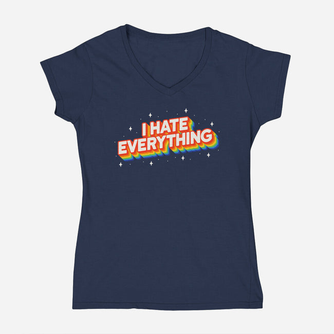 I Hate Everything Rainbow-Womens-V-Neck-Tee-Melonseta