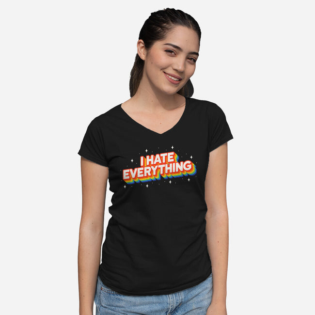 I Hate Everything Rainbow-Womens-V-Neck-Tee-Melonseta