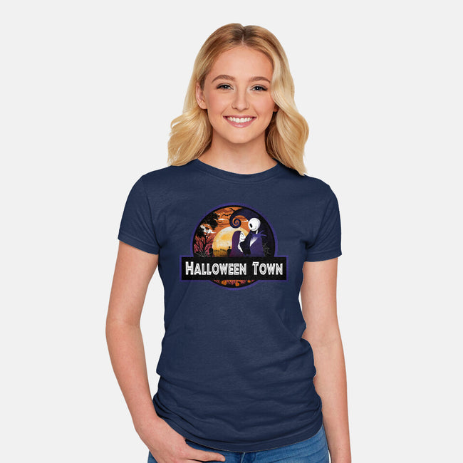 Halloween Town Park-Womens-Fitted-Tee-dandingeroz