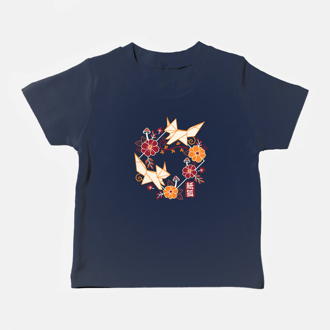 Origami Foxes-Baby-Basic-Tee-NemiMakeit