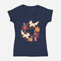 Origami Foxes-Womens-V-Neck-Tee-NemiMakeit