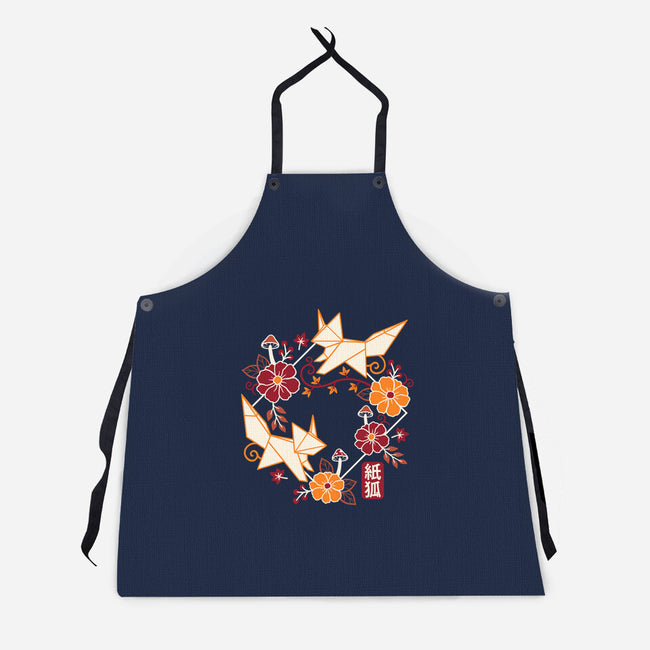 Origami Foxes-Unisex-Kitchen-Apron-NemiMakeit