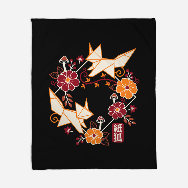Origami Foxes-None-Fleece-Blanket-NemiMakeit
