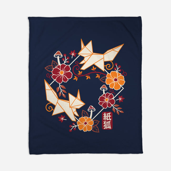 Origami Foxes-None-Fleece-Blanket-NemiMakeit
