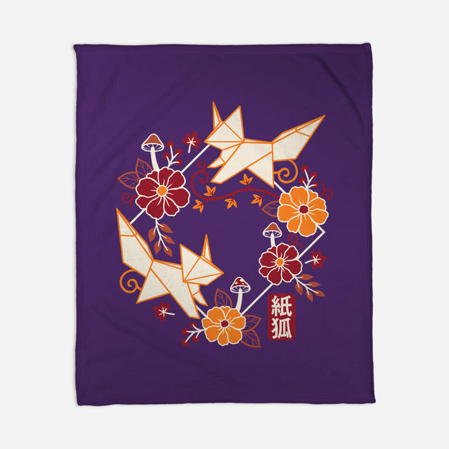 Origami Foxes-None-Fleece-Blanket-NemiMakeit
