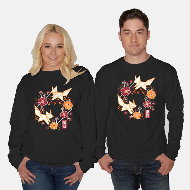 Origami Foxes-Unisex-Crew Neck-Sweatshirt-NemiMakeit