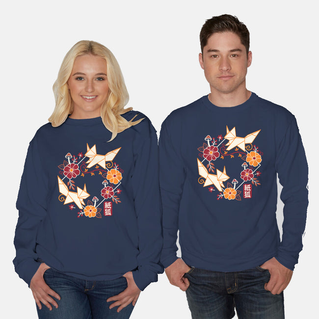 Origami Foxes-Unisex-Crew Neck-Sweatshirt-NemiMakeit