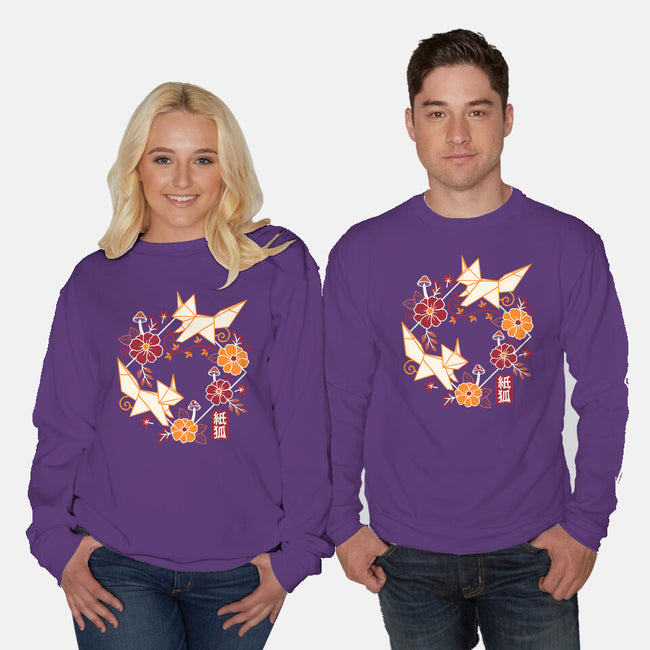 Origami Foxes-Unisex-Crew Neck-Sweatshirt-NemiMakeit