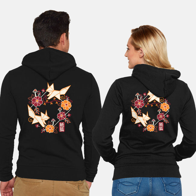 Origami Foxes-Unisex-Zip-Up-Sweatshirt-NemiMakeit