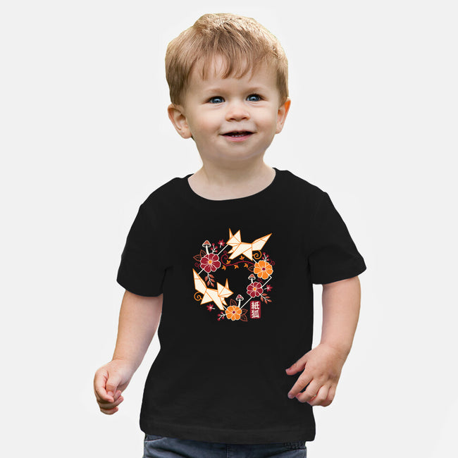 Origami Foxes-Baby-Basic-Tee-NemiMakeit