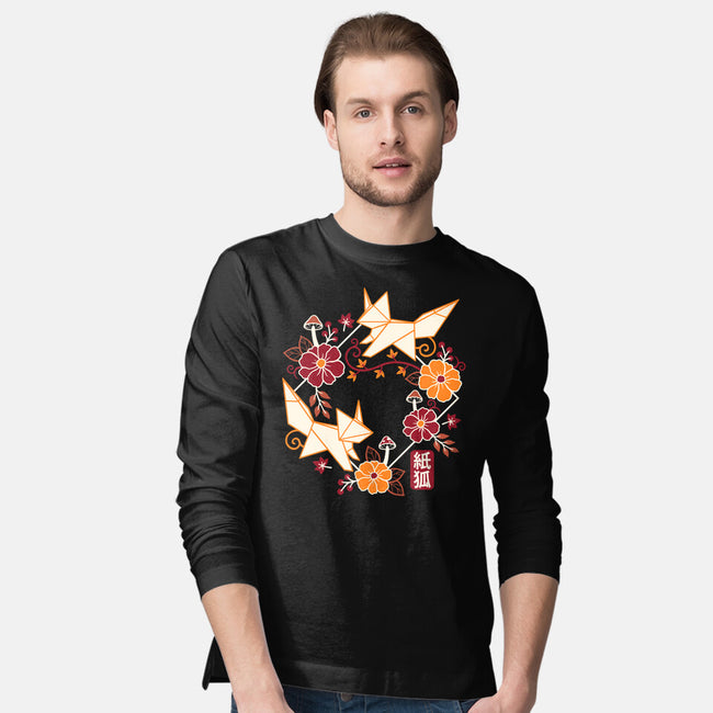 Origami Foxes-Mens-Long Sleeved-Tee-NemiMakeit