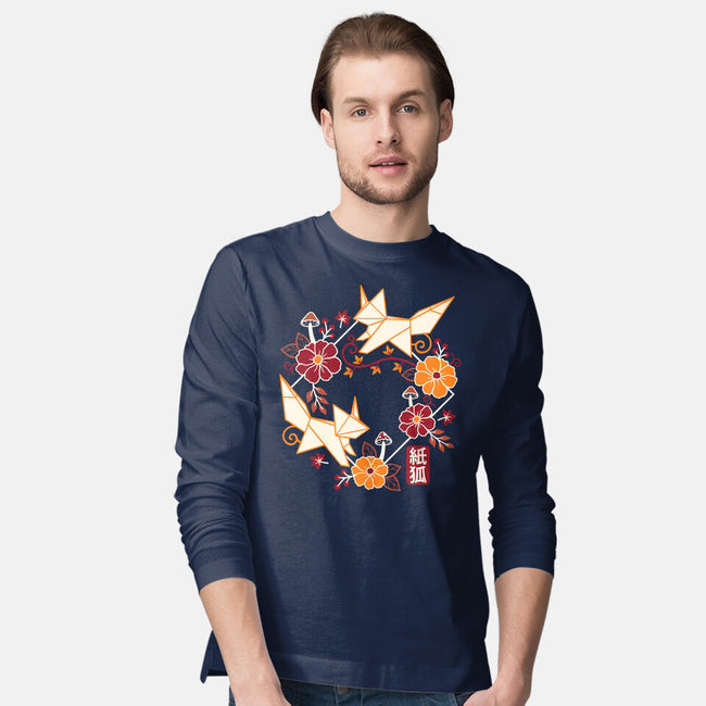 Origami Foxes-Mens-Long Sleeved-Tee-NemiMakeit