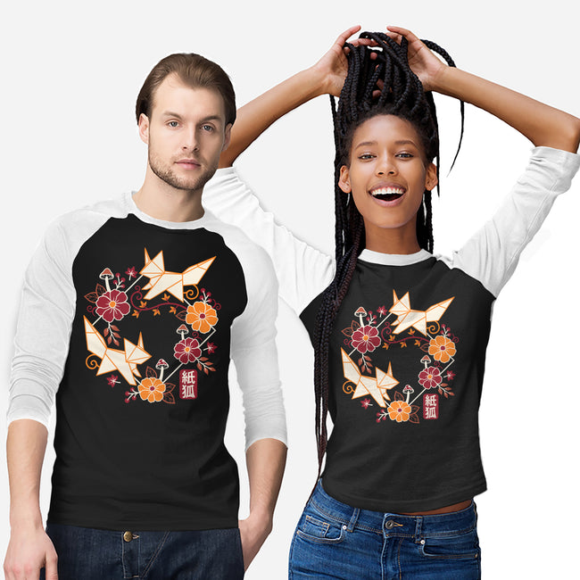 Origami Foxes-Unisex-Baseball-Tee-NemiMakeit