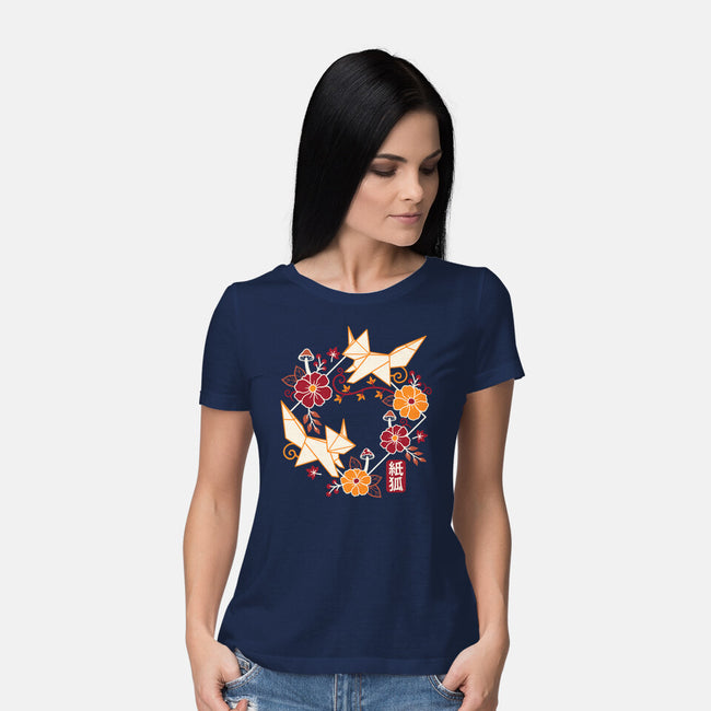 Origami Foxes-Womens-Basic-Tee-NemiMakeit