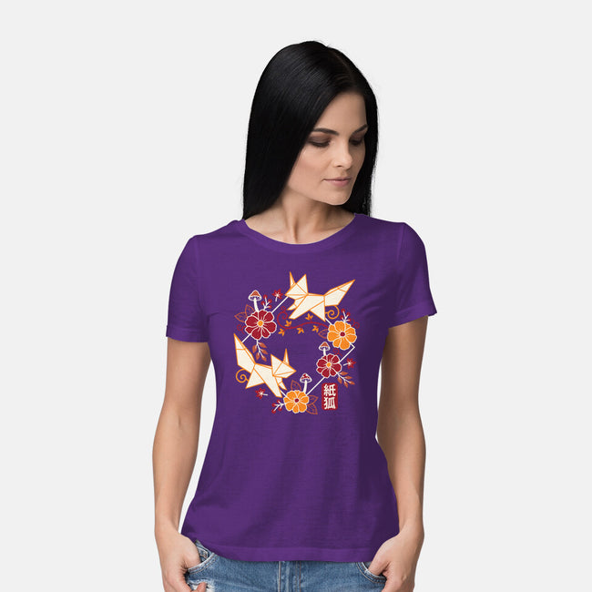 Origami Foxes-Womens-Basic-Tee-NemiMakeit