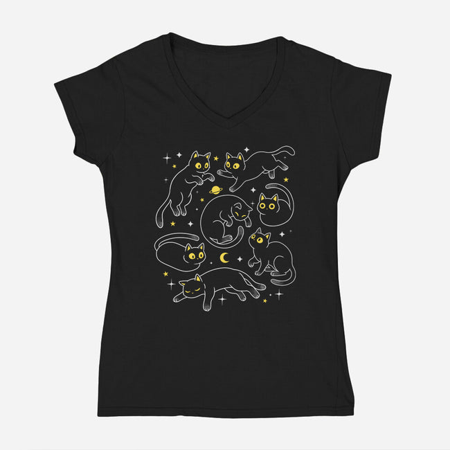 Space Cats-Womens-V-Neck-Tee-Eoli Studio