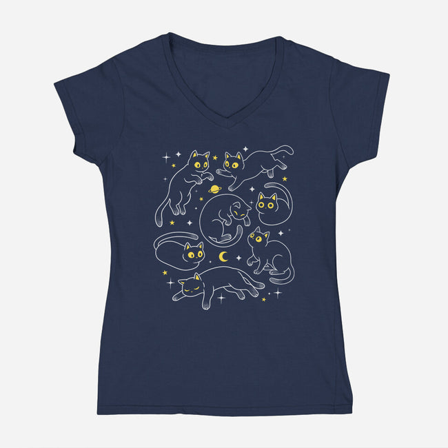 Space Cats-Womens-V-Neck-Tee-Eoli Studio