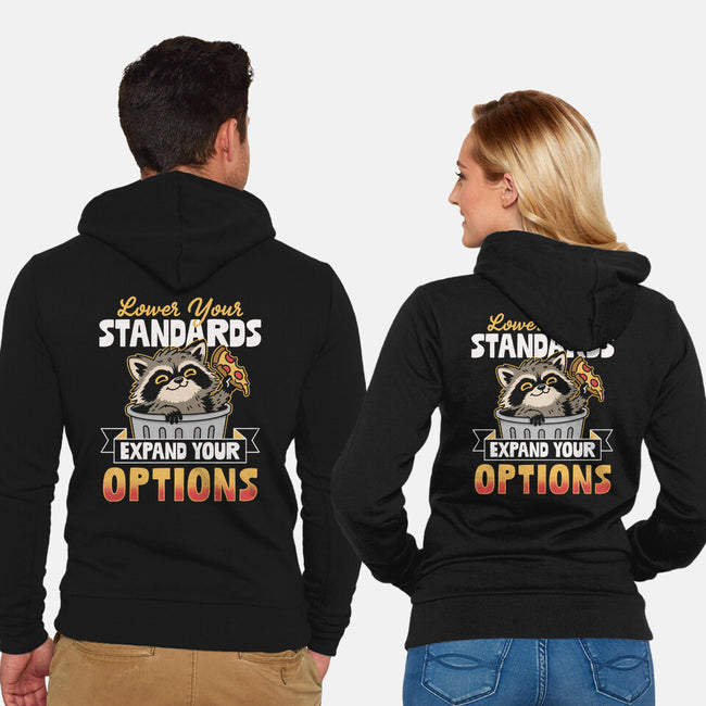 Lower Your Standards-Unisex-Zip-Up-Sweatshirt-Popnotic