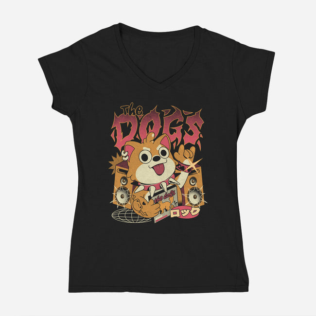 The Dogs-Womens-V-Neck-Tee-ilustrata