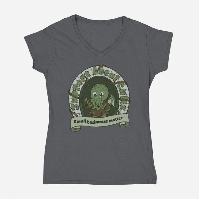 Support Local Cults-Womens-V-Neck-Tee-Loobs