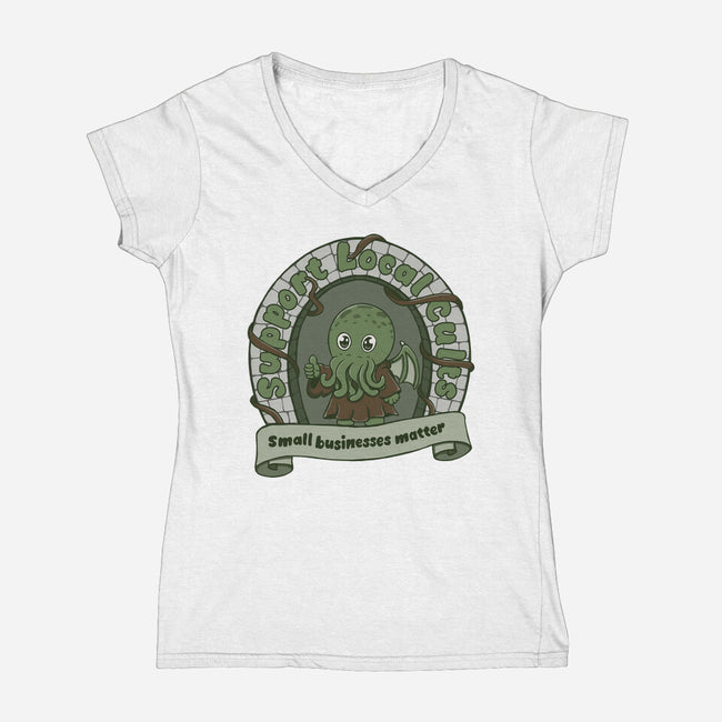 Support Local Cults-Womens-V-Neck-Tee-Loobs