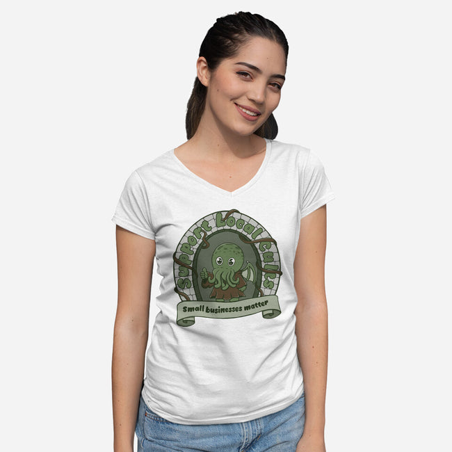 Support Local Cults-Womens-V-Neck-Tee-Loobs