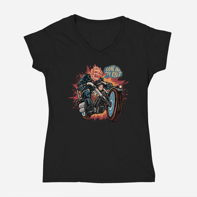Look Into My Eyes-Womens-V-Neck-Tee-glitchygorilla