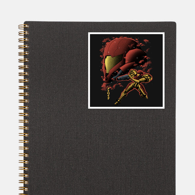 Cosmic Warrior Nightsky Lineart-None-Glossy-Sticker-Astrobot Invention