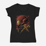 Cosmic Warrior Nightsky Lineart-Womens-V-Neck-Tee-Astrobot Invention