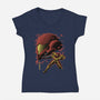 Cosmic Warrior Nightsky Lineart-Womens-V-Neck-Tee-Astrobot Invention