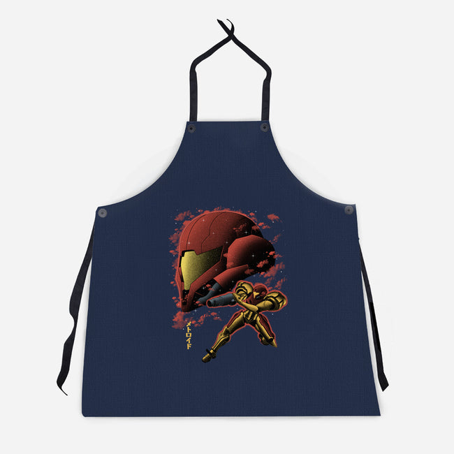 Cosmic Warrior Nightsky Lineart-Unisex-Kitchen-Apron-Astrobot Invention