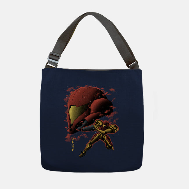 Cosmic Warrior Nightsky Lineart-None-Adjustable Tote-Bag-Astrobot Invention