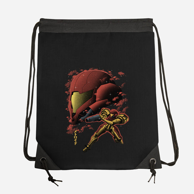 Cosmic Warrior Nightsky Lineart-None-Drawstring-Bag-Astrobot Invention