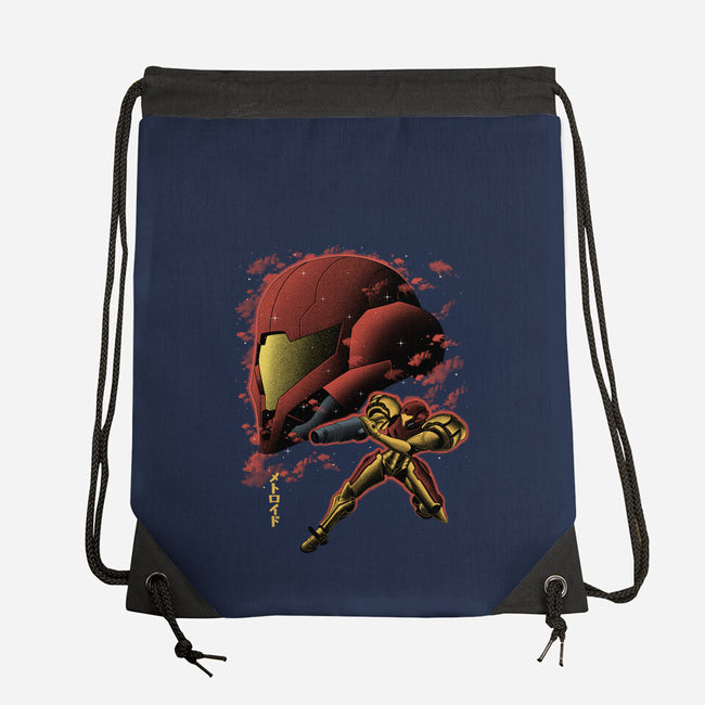 Cosmic Warrior Nightsky Lineart-None-Drawstring-Bag-Astrobot Invention