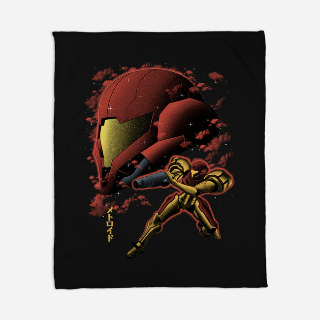 Cosmic Warrior Nightsky Lineart-None-Fleece-Blanket-Astrobot Invention