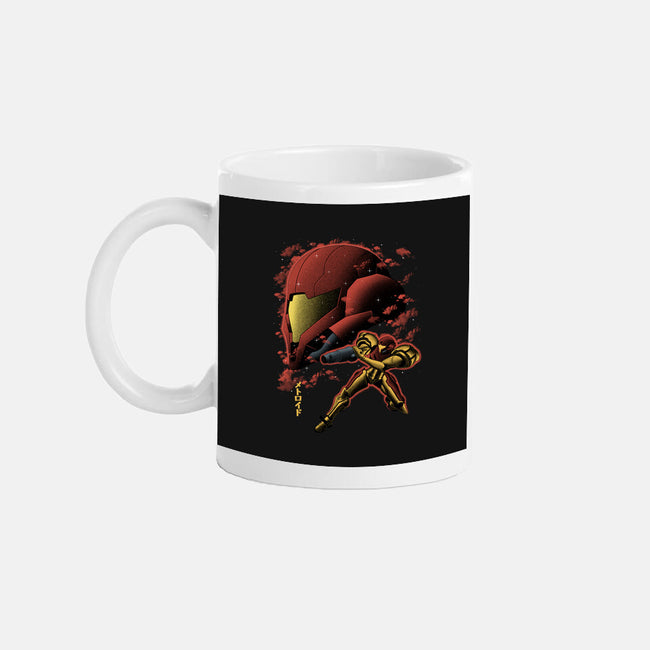 Cosmic Warrior Nightsky Lineart-None-Mug-Drinkware-Astrobot Invention