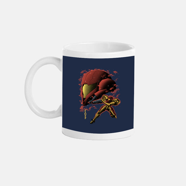 Cosmic Warrior Nightsky Lineart-None-Mug-Drinkware-Astrobot Invention