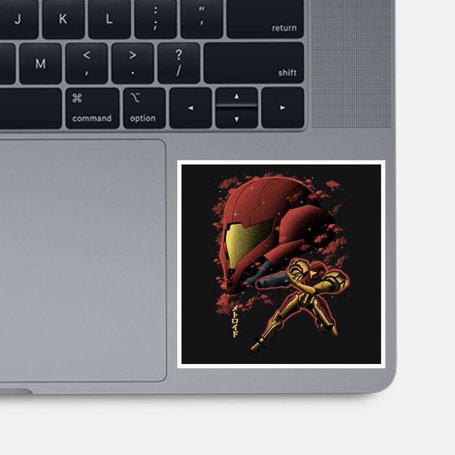 Cosmic Warrior Nightsky Lineart-None-Glossy-Sticker-Astrobot Invention