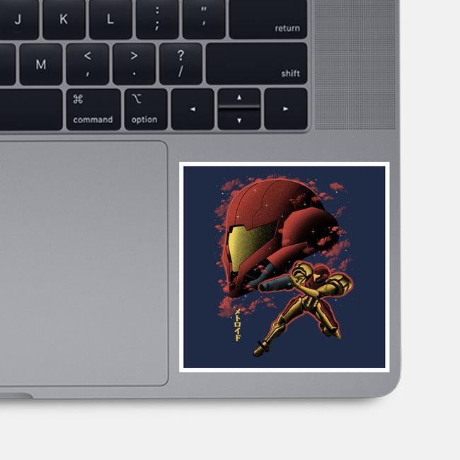 Cosmic Warrior Nightsky Lineart-None-Glossy-Sticker-Astrobot Invention