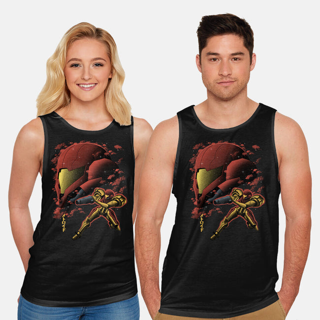 Cosmic Warrior Nightsky Lineart-Unisex-Basic-Tank-Astrobot Invention